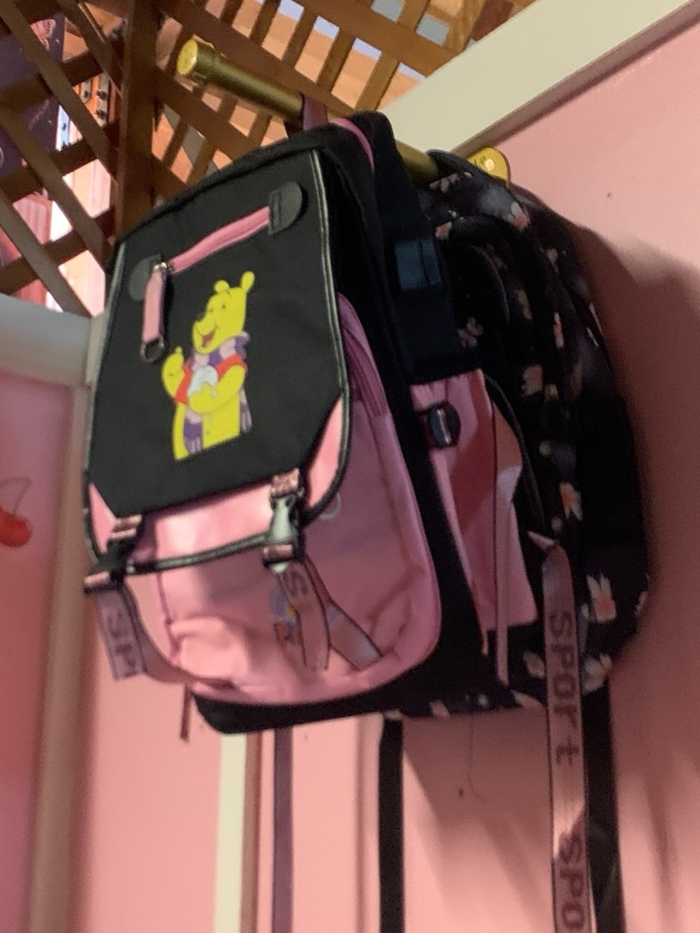 Pink Winnie the Pooh Print Kids Backpack Shoulder Bag